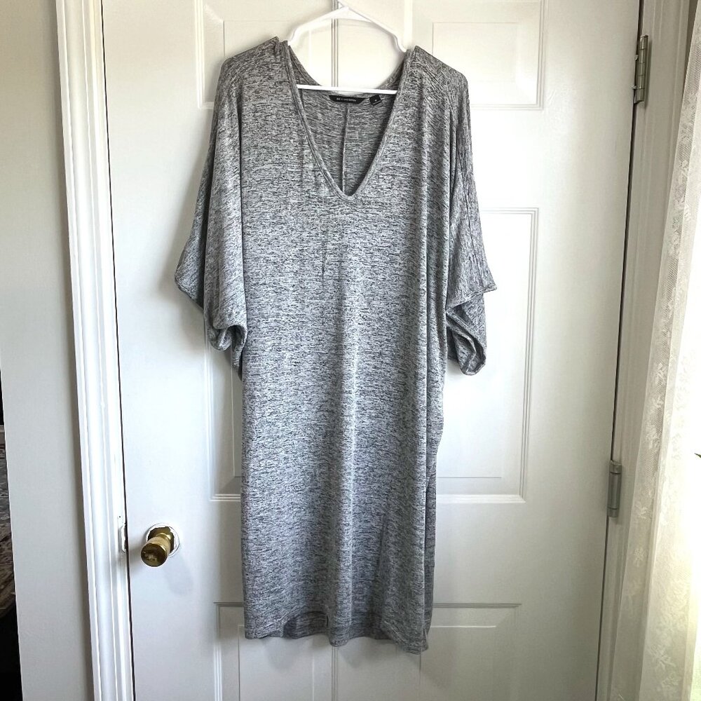 H by Halston T-Shirt Bat Wing Loose Fitting Heather Gray Midi Dress Size Medium